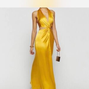 Reformation Yellow Halter Dress